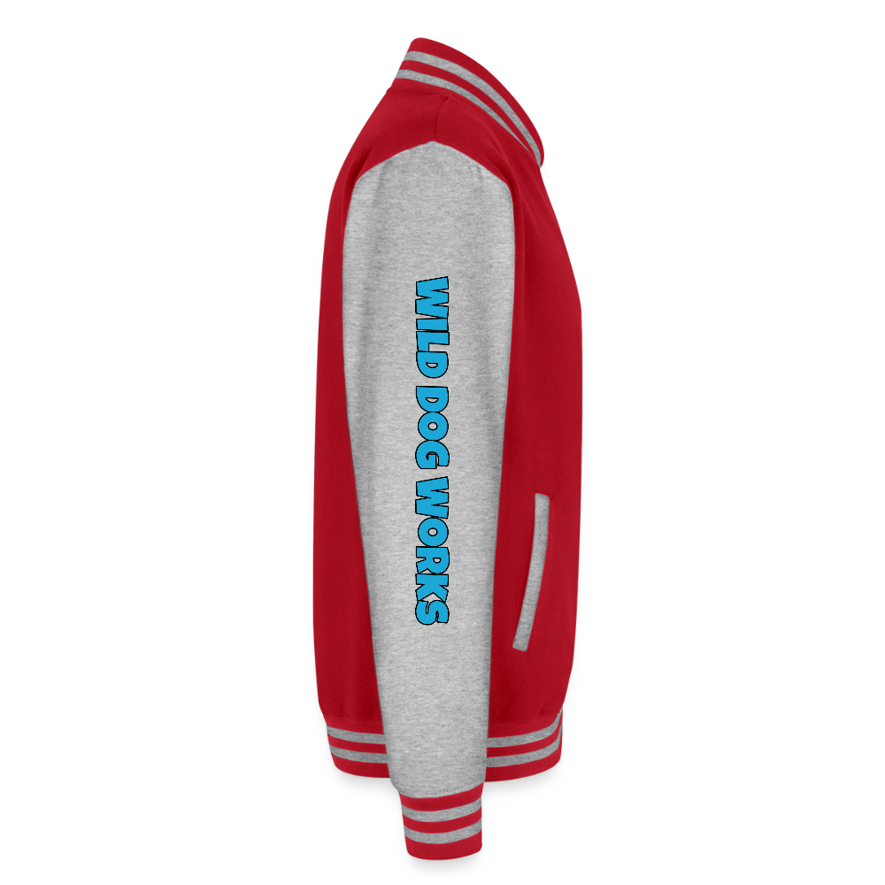 Just Hoods Heavyweight Letterman Jacket - red/heather grey