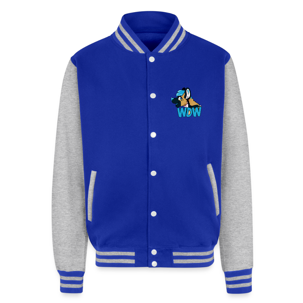 Just Hoods Heavyweight Letterman Jacket - royal/heather grey
