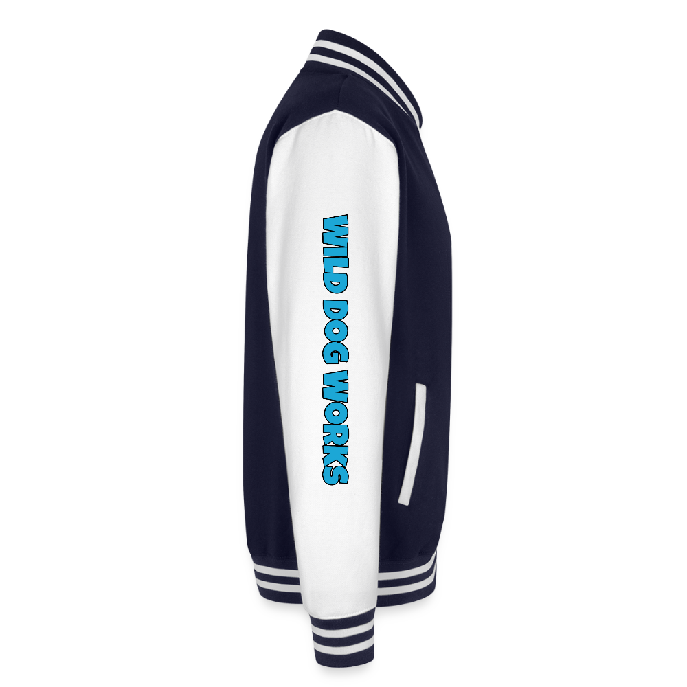Just Hoods Heavyweight Letterman Jacket - navy/white