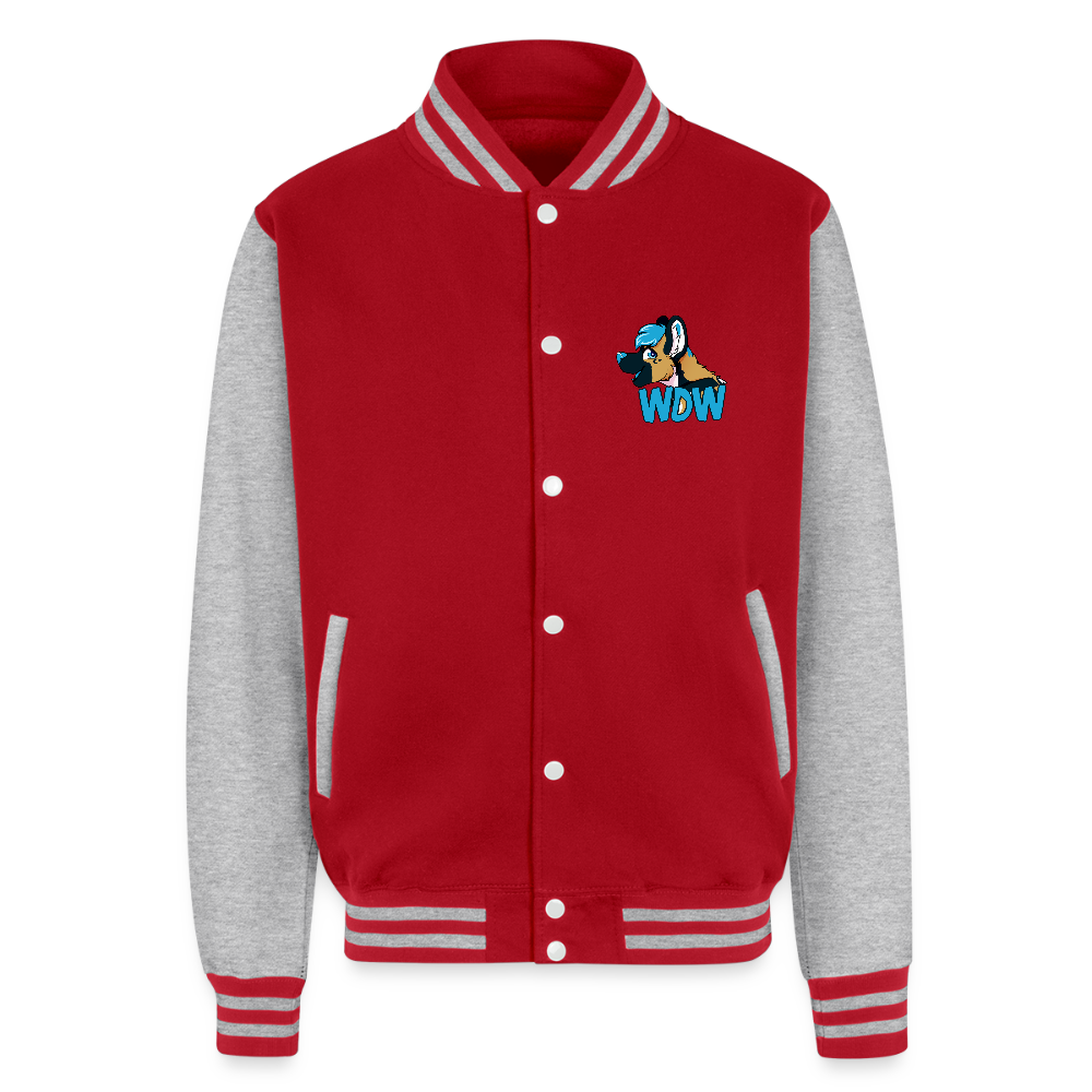 Just Hoods Heavyweight Letterman Jacket - red/heather grey