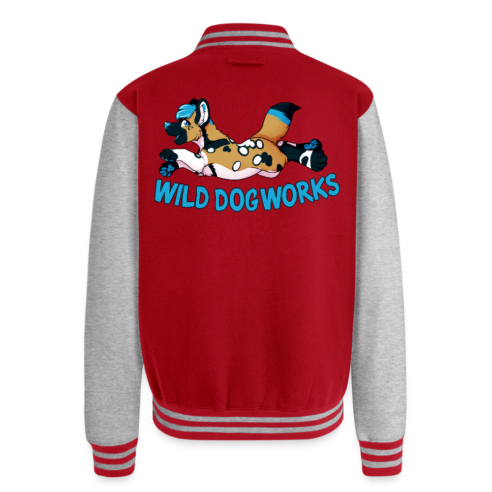 Just Hoods Heavyweight Letterman Jacket - red/heather grey