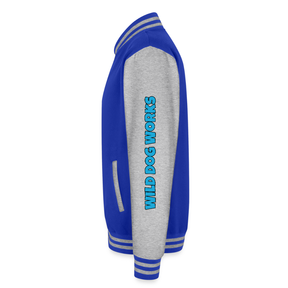 Just Hoods Heavyweight Letterman Jacket - royal/heather grey