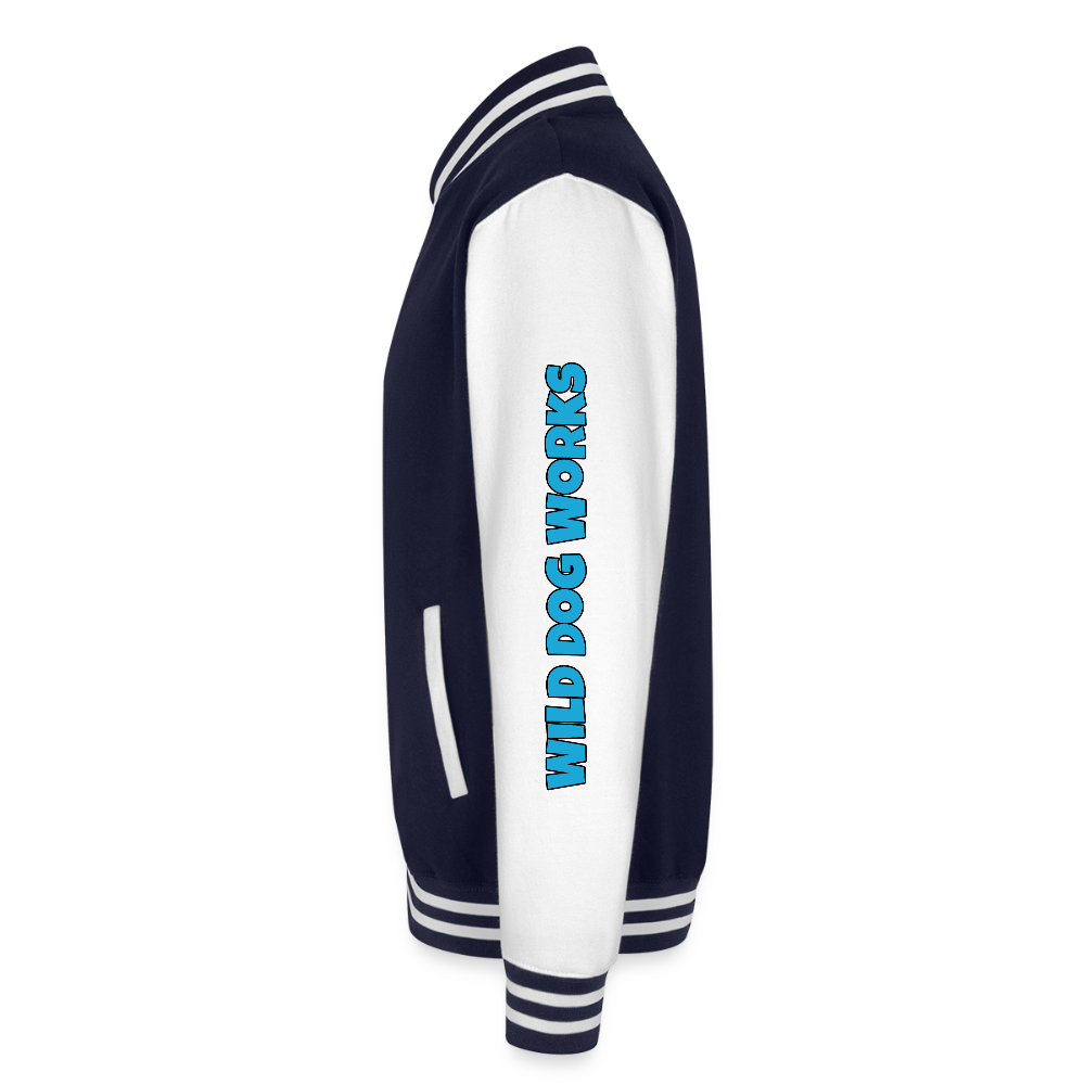 Just Hoods Heavyweight Letterman Jacket - navy/white