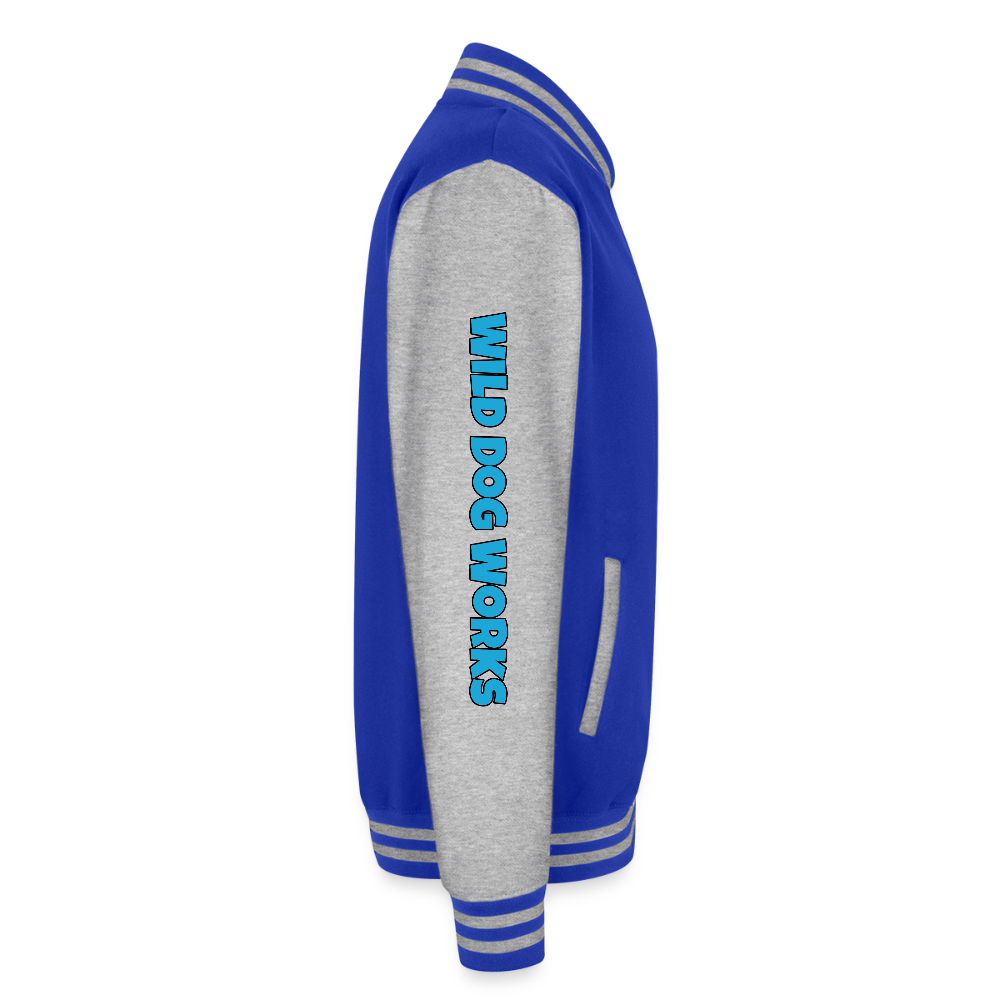 Just Hoods Heavyweight Letterman Jacket - royal/heather grey