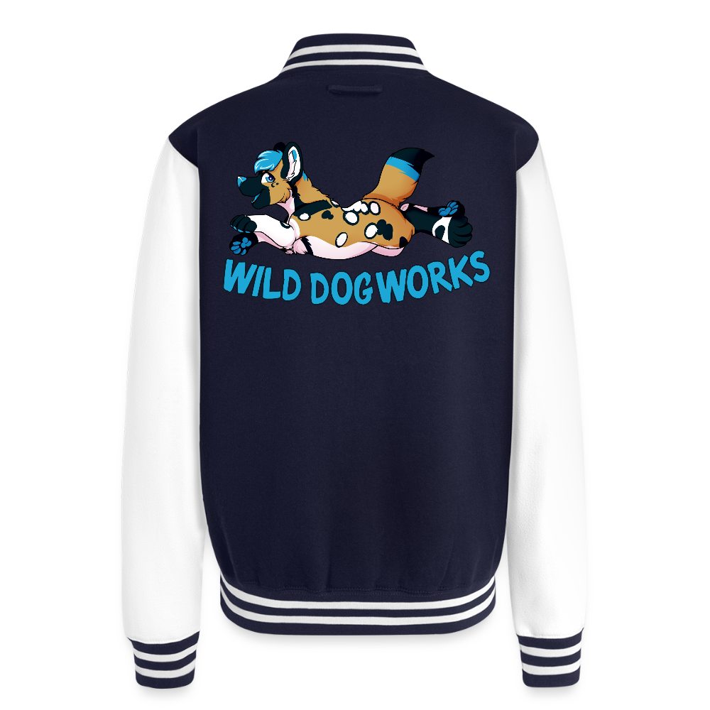 Just Hoods Heavyweight Letterman Jacket - navy/white