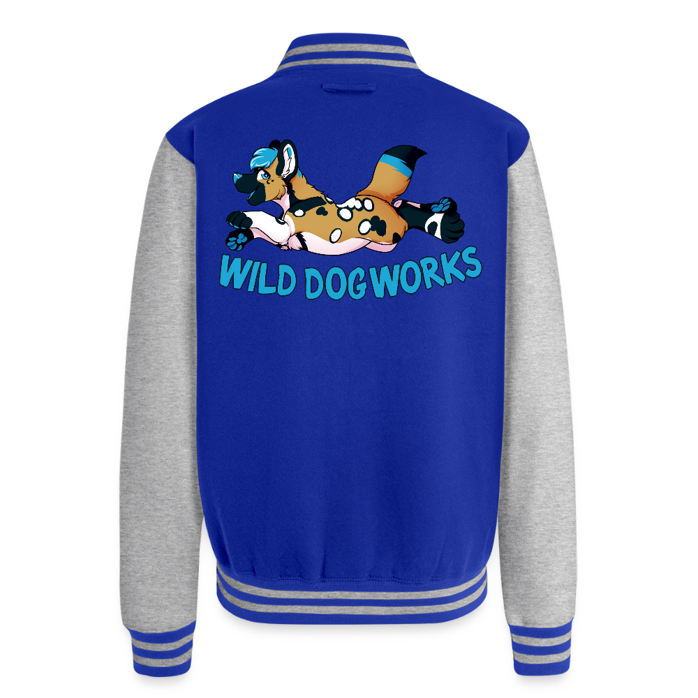 Just Hoods Heavyweight Letterman Jacket - royal/heather grey